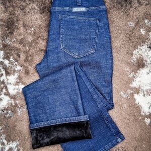 Cowgirl Tuff Dark Blue Boot Cut Lined Winter Jeans extra long